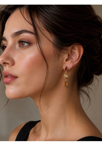 Taşlı Sallantılı Küpe -625 Gold