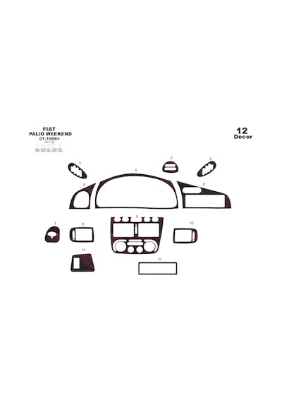 Fiat Palio Wekeend Torpido Kaplama 1998-2002 12 Parça Maun
