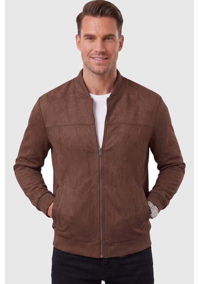 Rizzup Erkek Slim Fit Likralı Koyu Kahve Süet Ceket Kırışmayan Ütü Gerektirmeyen Mevsimlik Mont 2504334 Koyu Kahverengi