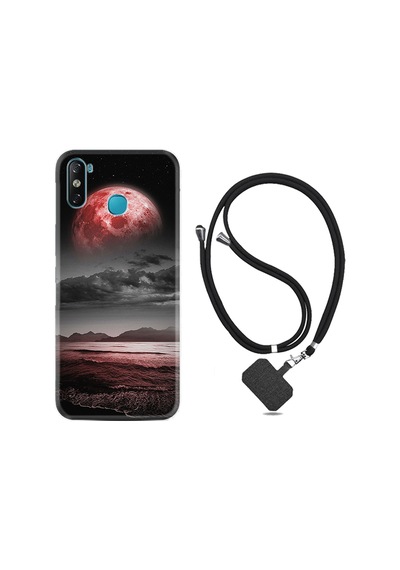 Infinix Smart 4 Kılıf Boyun Askılı Red World 1836