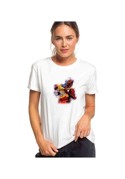 Lakers Basketci Baskılı Beyaz Kadın Tshirt