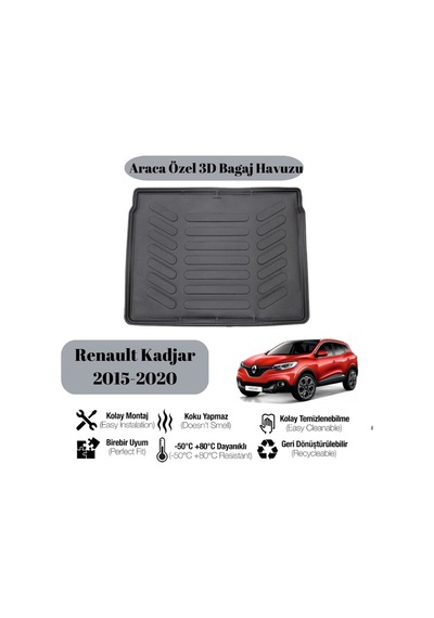 Renault Kadjar 2015 2016 2017 2018 2018 2020 İle Uyumlu Bagaj Havuzu Paspası Kokusuz A+ Kalite 1 Adet