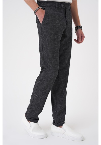 Efor Comfort Fit Kırçıllı Beli Lastikli Siyah Jogger Pantolon P 1176 Siyah