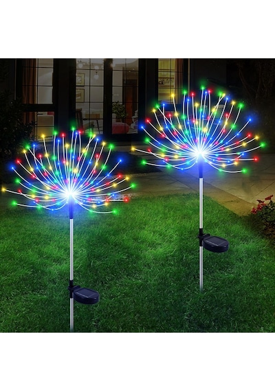 Solar Bahçe Işıkları Dış Mekan Su Geçirmez, 2'li Paket 120 Led Güneş Kutlama Süsü Işıkları Dekoratif Bahç