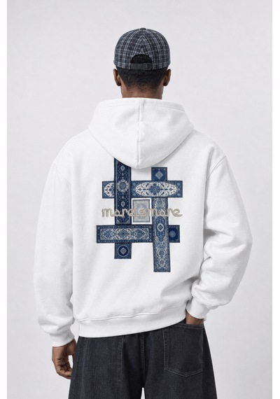 Respire Erkek Sky Patch Detaylı Oversize Hoodie Ekru