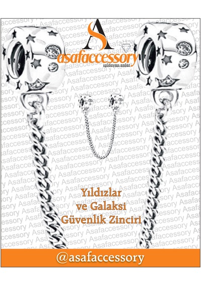 Yıldızlar Ve Galaksi Güvenlik Zinciri Gümüş