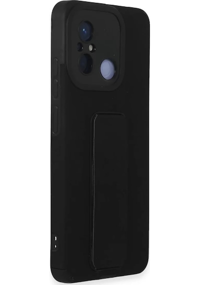 Newface Xiaomi Redmi 12c Kılıf Mega Standlı Silikon - Siyah