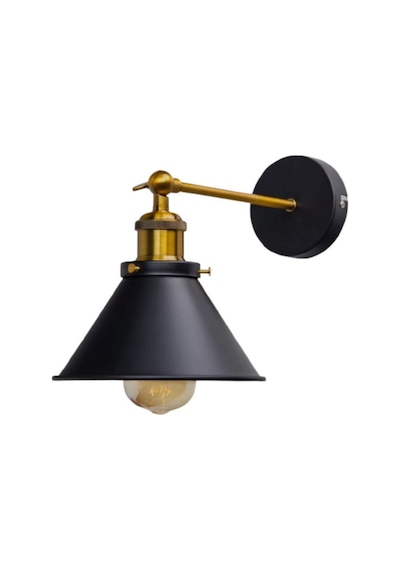 Mylights Vintage Aplik Aplik Duvar Lambası 18cm Siyah