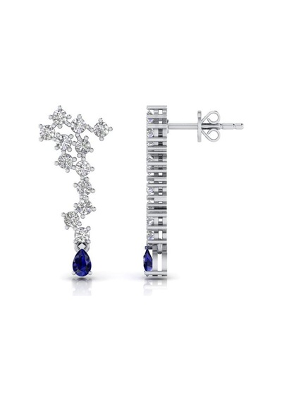 0,90 Karat Pırlantalı Safir Küpe