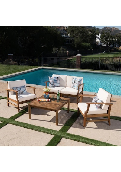 Rhiaconcept Lorelei Dış Mekan Ahşap Bahçe Ve Balkon 2+1+1 Koltuk Takımı Ceviz