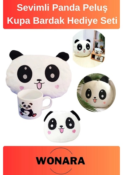 Özel Üretim Sevgililer Doğum Günü Hediyesi Gift Sevimli Panda Peluş Kupa Bardak Hediye Seti