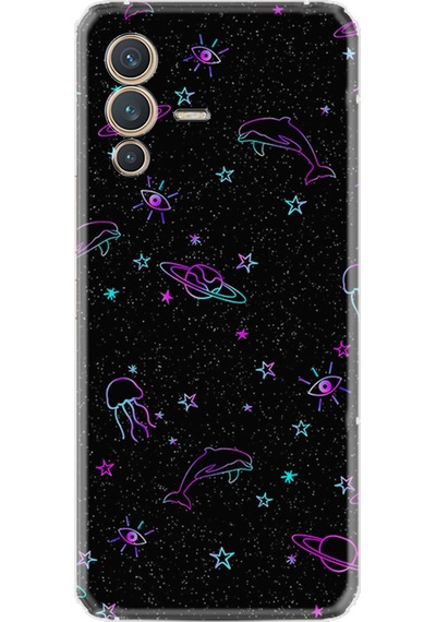 Vivo V23 Kılıf Resimli Desenli Silikon Platinium Series Galaxy Yunus Göz 1860