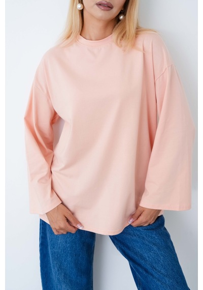 Herkesemoda Kadın Tesettüre Uygun Geniş Kollu Body Somon