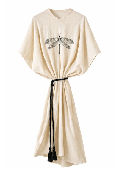 Vintero %100 Pamuk Natural Kimono Sabahlık Bej