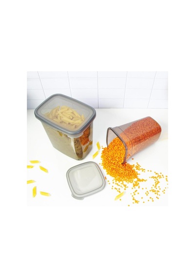 6 Adet 1.85 Lt. + 6 Adet 1.1 Lt. Dikdörtgen Saklama Kabı Gri