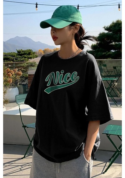 Uyguntarz Unisex Nice Tasarım Tshirt Siyah2