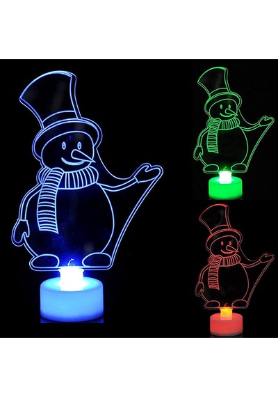 Kardan Adam Yılbaşı Plexi Modeller Led Li Tealight Şeffaf