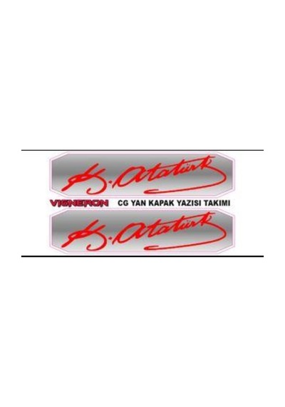 Damla Sticker Kemal Atatürk İmzası 12cm x 3 Cm Kırmızı