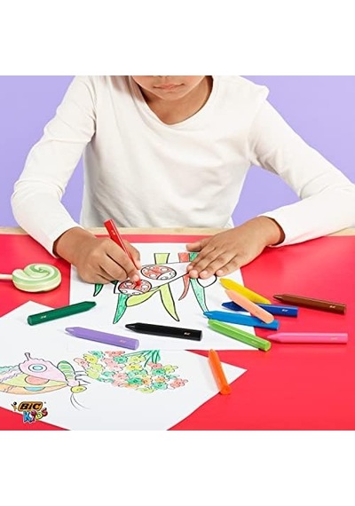 Bıc Plastidecor Elleri Kirletmeyen Üçgen Pastel Boya, 12'li Kutu, Elleri Boyamaz, 30 Aydan Büyük Çocuklar İçin İdeal