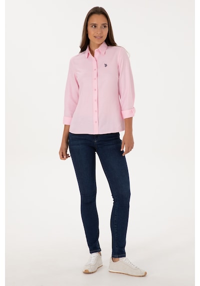U.S. Polo Assn. Kadın Pembe Uzun Kollu Basic Gömlek 50316711-VR041