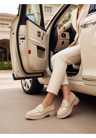 Nesilshoes Nesil Shoes Dvm 2530 Bej Maskulen Kadın Loafer