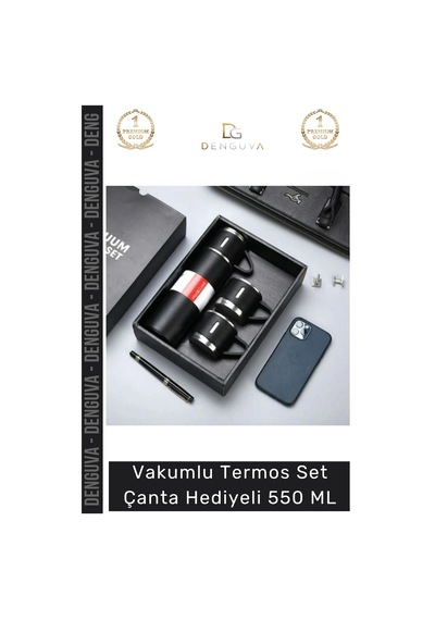 Özel Üretim Paslanmaz Çelik 3 Bardaklı Soğuk Sıcak Termos Vakumlu Termos Set Çanta Hediyeli 550 Ml Çok Renkli 02797823