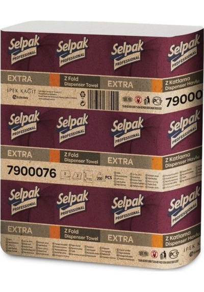 Selpak Professional Extra Z Katlı Dispenser Havlu 200 Yaprak 12 Adet