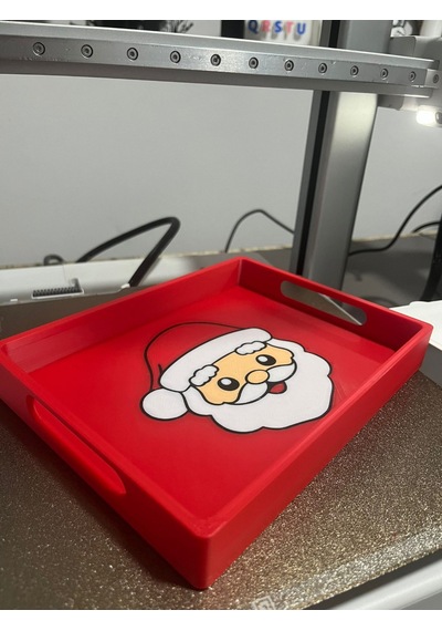 3d Baskı Noel Baba Formlu Yılbaşı Servis Tepsisi Dekoratif Sunum Tabağı Çok Renkli
