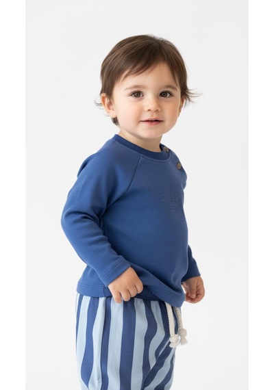 Miababy Çizgili Mummy&dadys Boy 2 Li Takım İndigo
