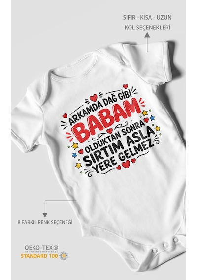 Morivokids Babaya Özel Kısa Kollu Bebek Body %100 Pamuk Zbn286-kk Beyaz