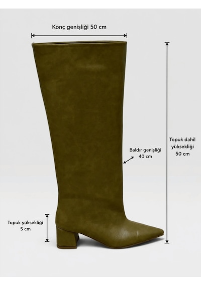 Erva'nın Butiği Yağ Yeşili Cilt Losy Xl Geniş Konç Kalın Bacak 5 Cm Topuklu Çizme-6410 Erva'nın Butiği Yağ Yeşili Cilt Losy Xl Geniş Konç Kalın Bacak 5 Cm Topuklu Çizme-6410