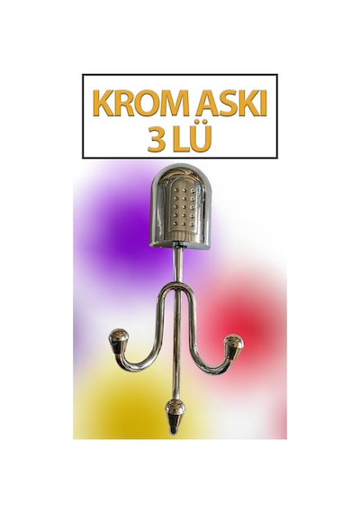 3 Lü Krom Duvar Askısı Birleşik Model Banyo Mutfak Havlu Askılığı Gümüş