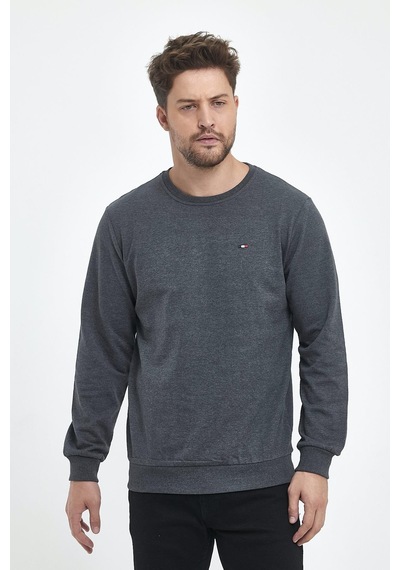 Comeor Erkek Antrasit Bisiklet Yaka Nakış Detaylı Regular Fit Sweatshirt Cmre70 Çok Renkli