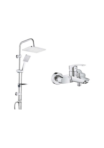 Grohe Eurosmart Tek Kumandalı Banyo Bataryası 33300003 Ve Tema 53242 Carismo Tepe Duş Seti Krom
