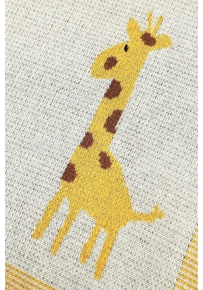 Kız Ve Erkek Bebek Için Triko Örgü Bebek Battaniyesi Sarı Zürafa 90cm X110cm Hardal4 Hardal4
