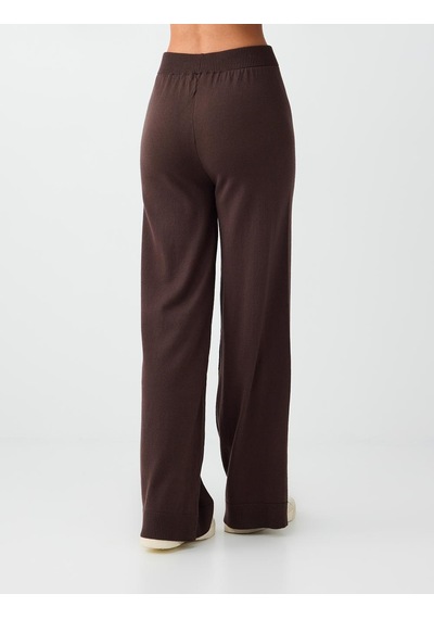 Jimmy Key Acı Kahve Beli Lastikli Bol Paça Triko Pantolon 6ww187882803