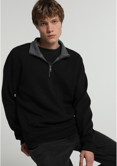 Colin's Colins Regular Fit Dik Yaka Düz Erkek Siyah Sweatshirt Cl1082805 Q1.v2 Blk
