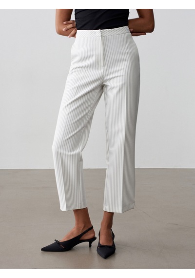 Dilvin 72660 Yırtmaçlı Paça Pantolon-beyaz Beyaz