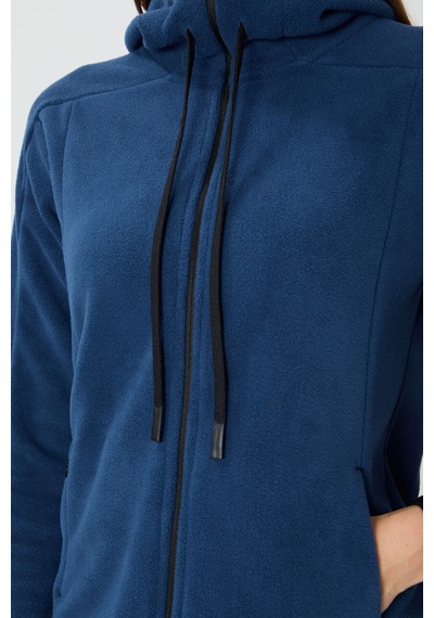 Tommy Life Parlament Kalın Yumuşak Dokulu Kapüşonlu Standart Fit Nakışlı Polar Kadın Sweatshirt -97287 Parlament Mavisi