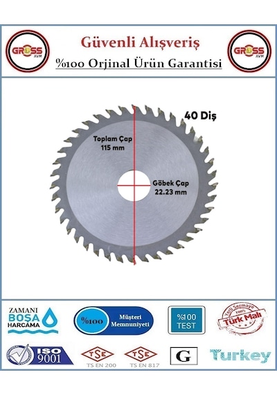 Ahşap Sunta Kesme Testeresi Elmaslı 115mm