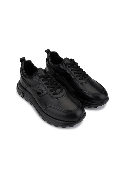 Tamer Tanca Erkek Hakiki Deri Siyah Sneakers & Spor Ayakkabı 298 3160-30219 Erk Ayk Sk25-26 Sıyah Atlas Siyah