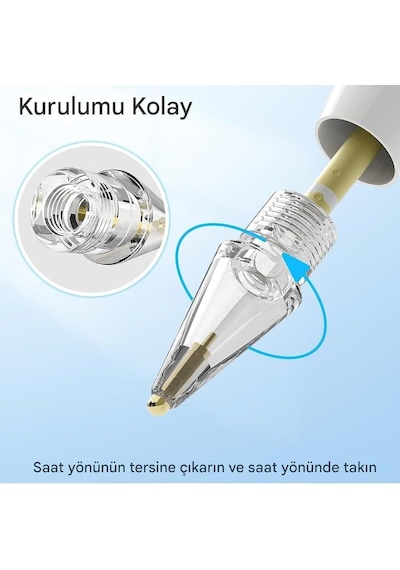 Apple Pencil Uyumlu Yedek Uç Seti, 6'lı Stylus Kalem Ucu, 1. Ve 2. Nesil, Usb-c Ve Pro, İpad Kalem Ucu Belirtilmemiş