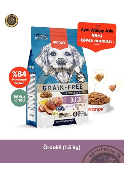 Wanpy Tahılsız Ördek Etli Yetişkin Köpek Maması 1500 G