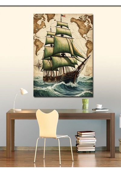 Kanvas Tablo Rüzgarlı Yelkenli Gemi 50cmx70cm