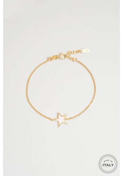 So Chic İtalyan Yıldızı 18 Ayar Sarı Altın Kaplama 19 Cm Gümüş Bileklik Sarı