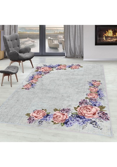 Rovigo Home Dijital Baskı Yıkanabilir Kaymaz Taban Salon Halısı RVG0004-SD428 Çok Renkli