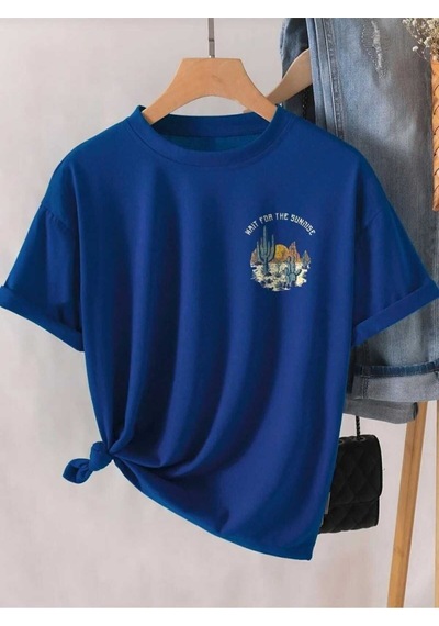 Kozia Outdoors Malkoçbey Arizona Baskılı T-shirt Saks Mavi