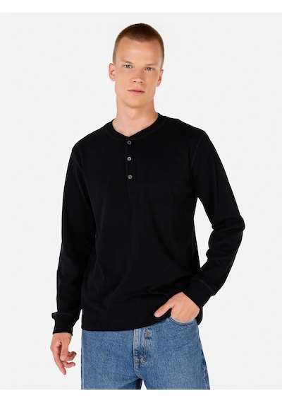 Colin's Colins Regular Fit Düğmeli Yaka Basic Siyah Erkek Uzun Kol Tişört Cl1065875 Siyah