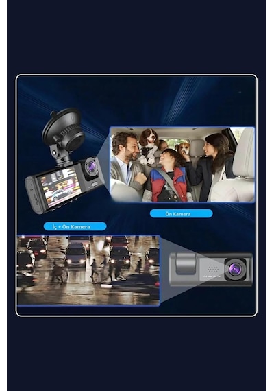 1s Wifi/1920p Fhd/170 Ultra Geniş Açı/gece Görüşü Ve G-sensörü/ 3 Kameralı Araç Kamerası 2025