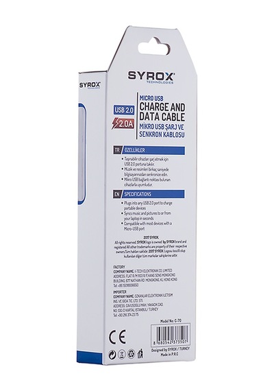 Syrox Micro 2 Amper Data Kablo 105Cm - Syx-C70